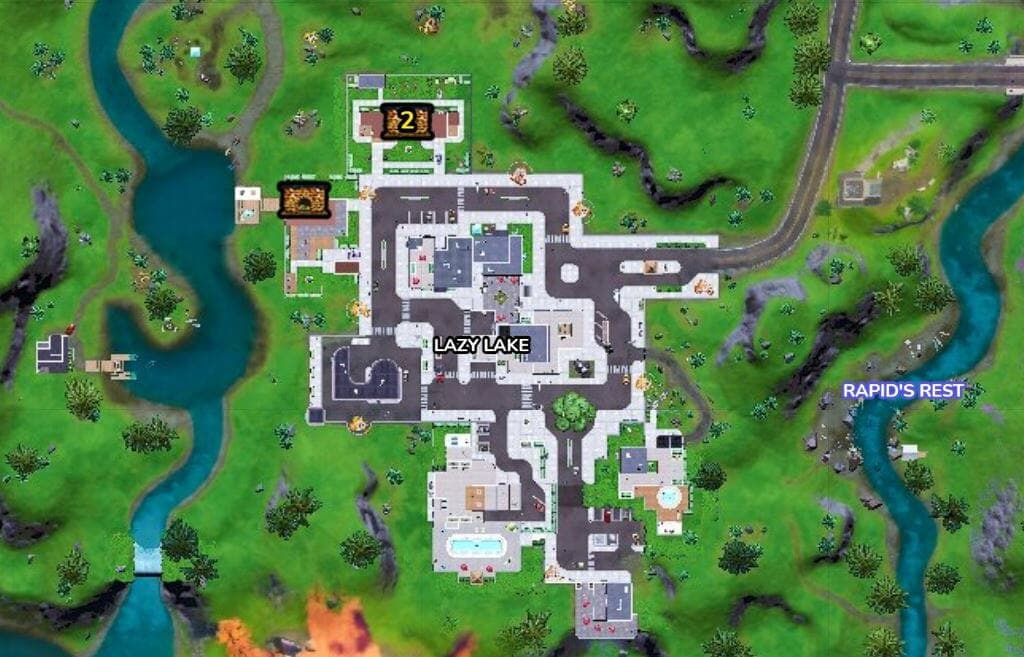 Fortnite Lazy Lake fireplace locations