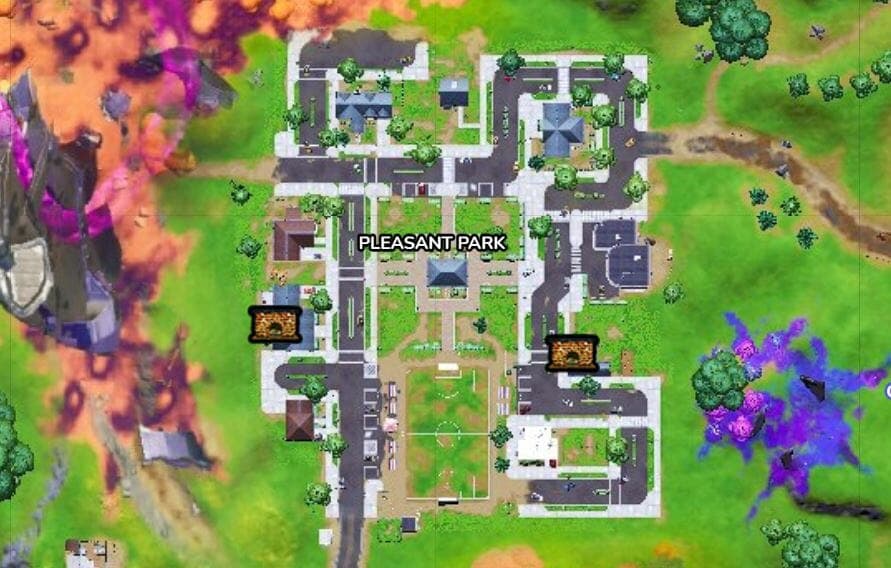 Fortnite Pleasant Park fireplace locations 