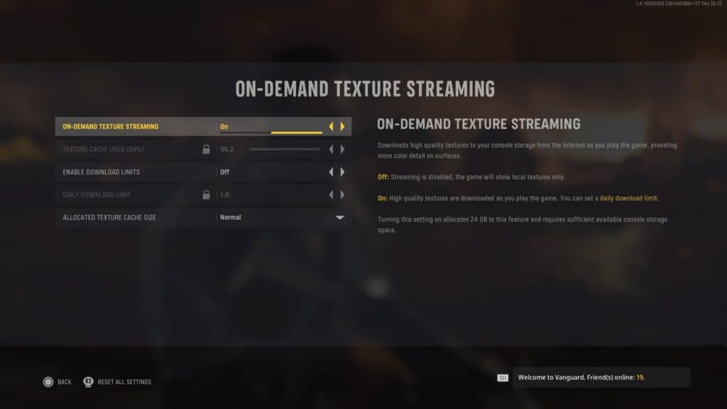 vanguard on-demand texture streaming