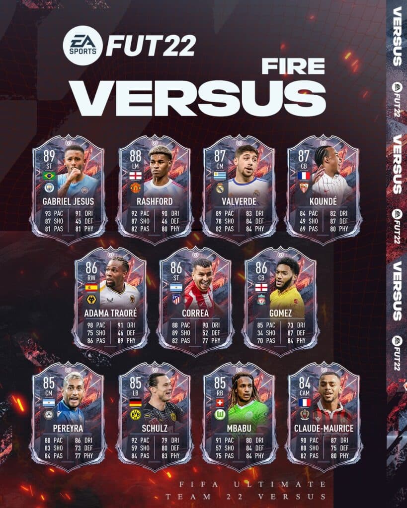 Fifa 22 Ultimate Team FUT Versus Fire