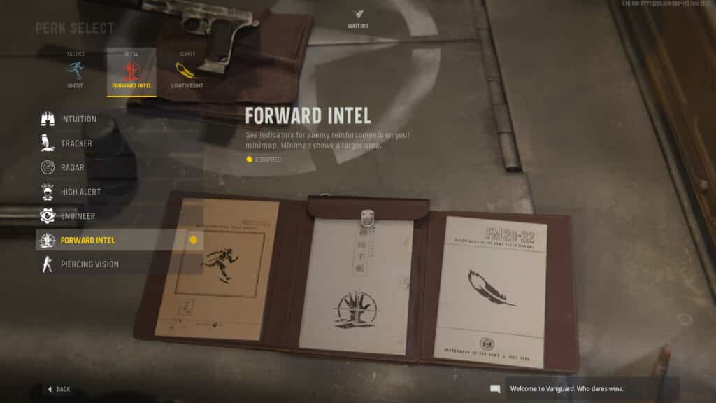 Forward Intel Perk Vanguard