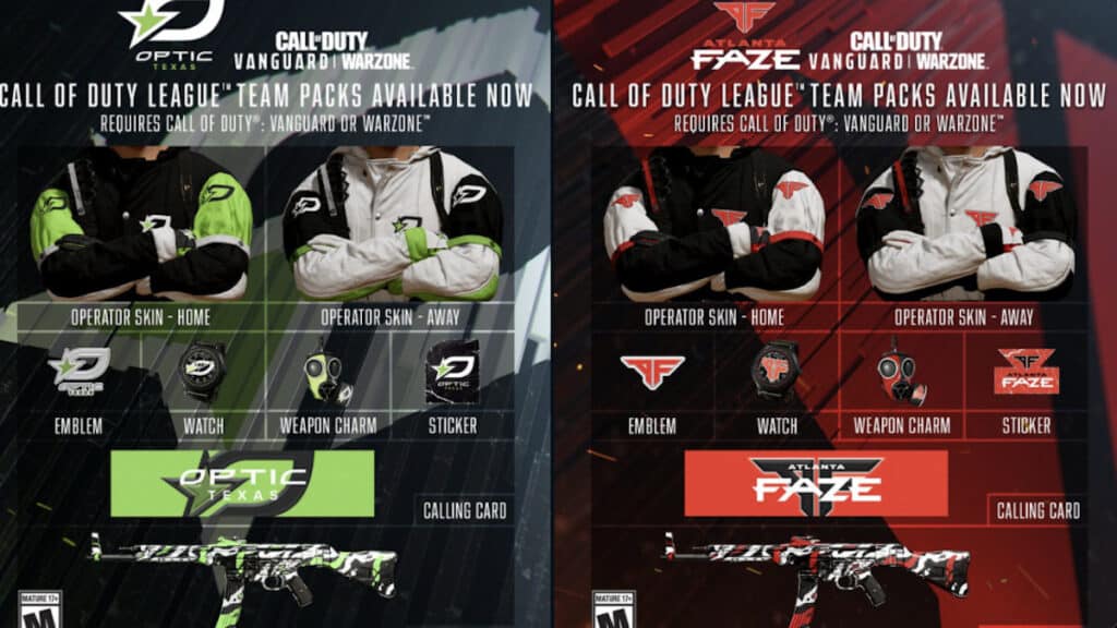 CDL Team Packs Optic Texas and Atlanta Faze