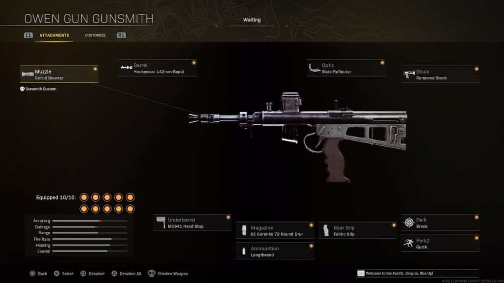 Owen Gun Warzone loadout attachments