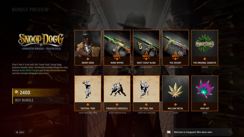 Snoop Dogg operator bundle in Warzone and Vanguard