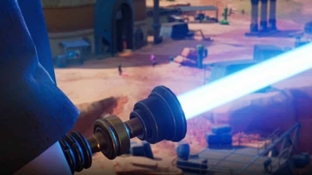 obi-wan kenobi holding his lightsaber in fortnite