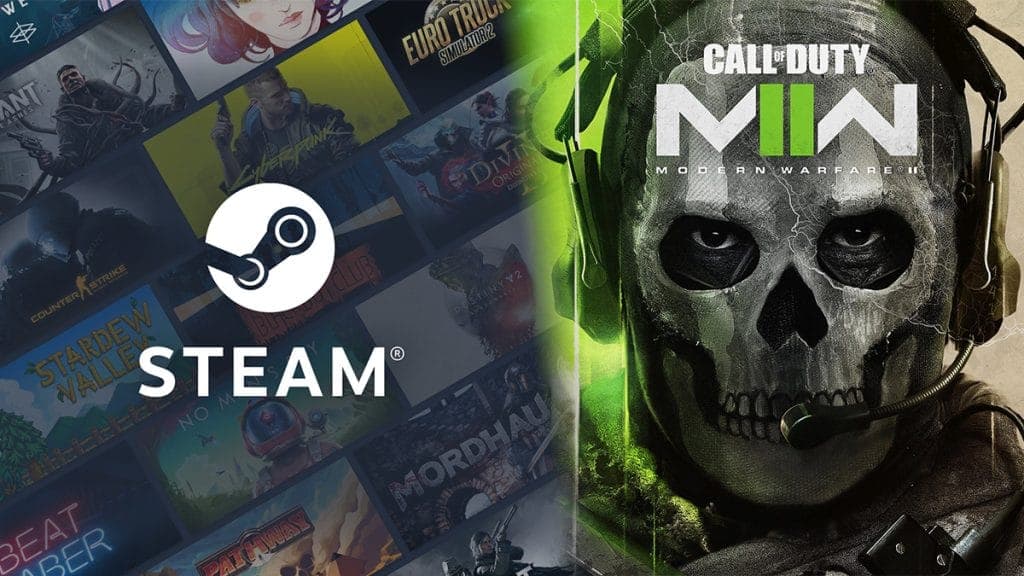 Steam logo and Ghost from Modern Warfare 2