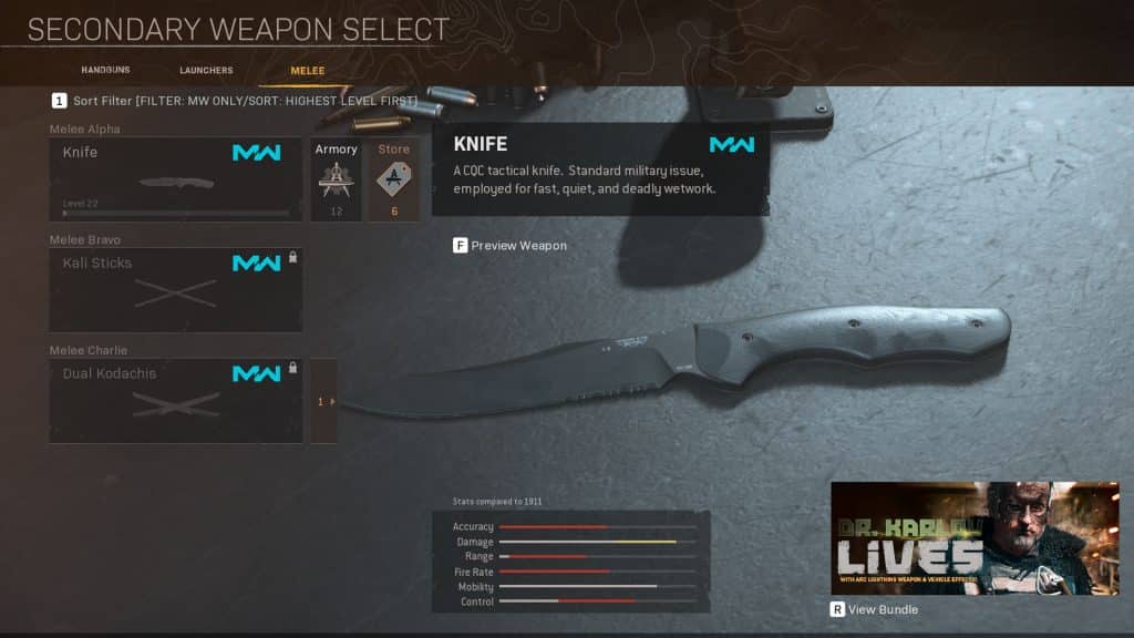 warzone melee weapons and codenames