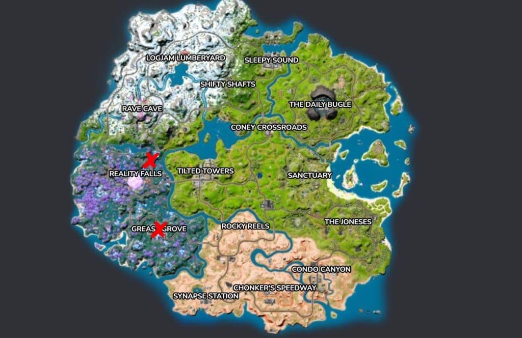 Slurp Bouncer Mushroom locations in Fortnite