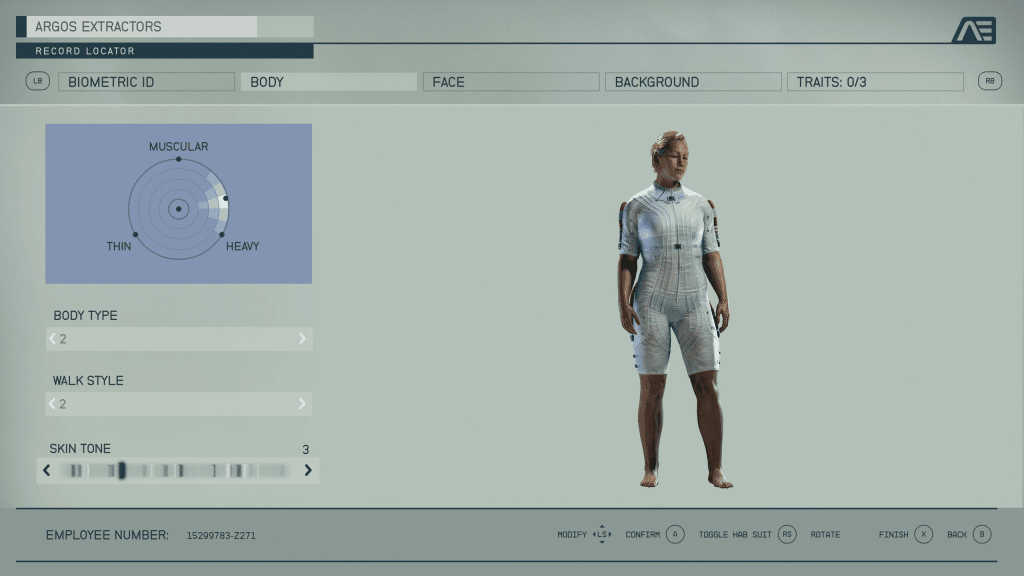 Character creation in Starfield