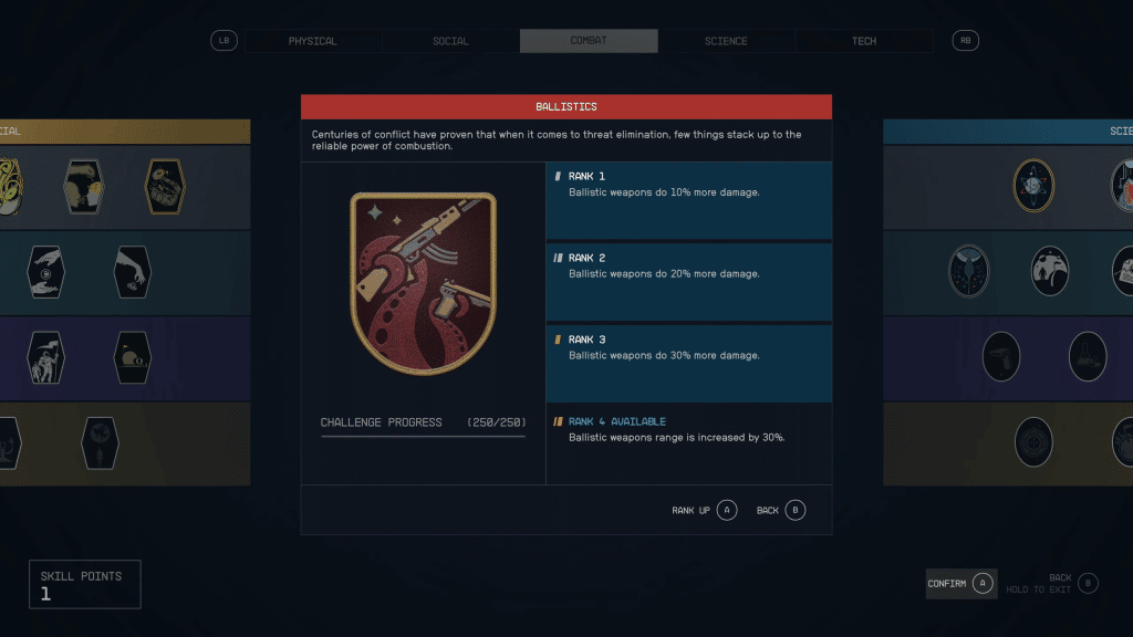 Ballistics skill in Starfield