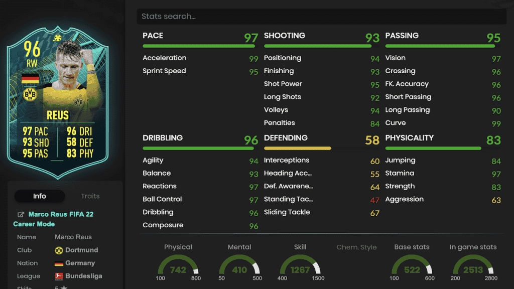 Shapeshifters Moments Reus stats FIFA 22