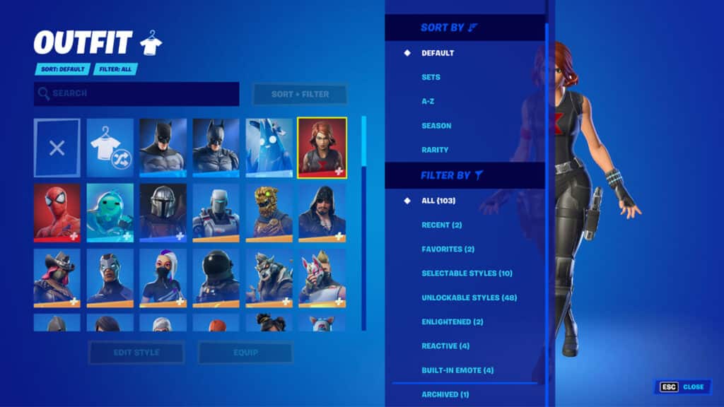 fortnite archived skins menu