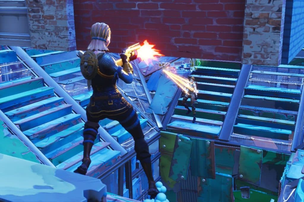 A Fortnite player getting eliminated by an enemy