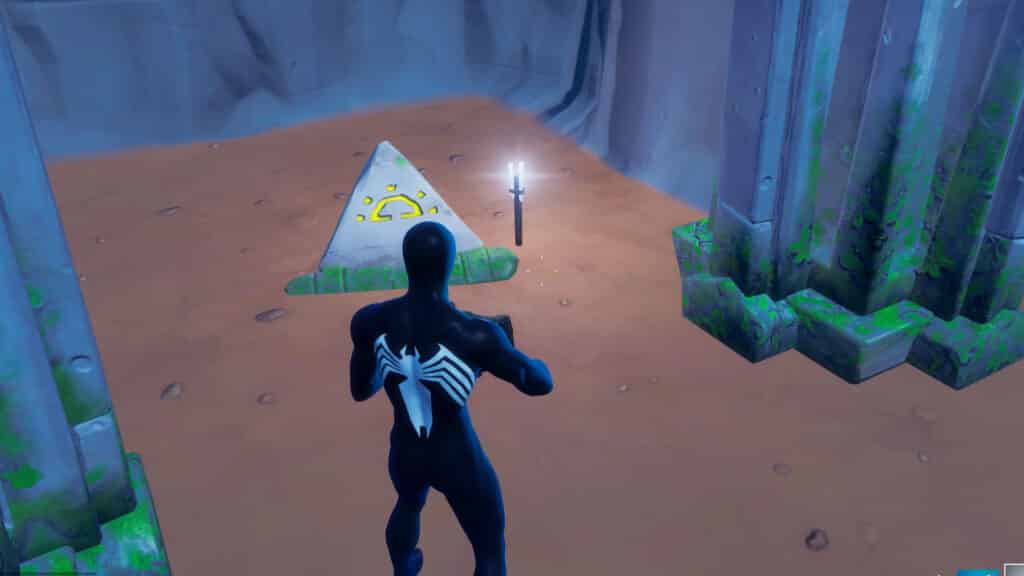 Stone with symbol in Fortnite shuffled shrines poi 