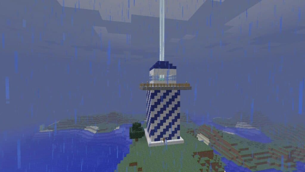 Minecraft beacon pyramid in the form of a lighthouse