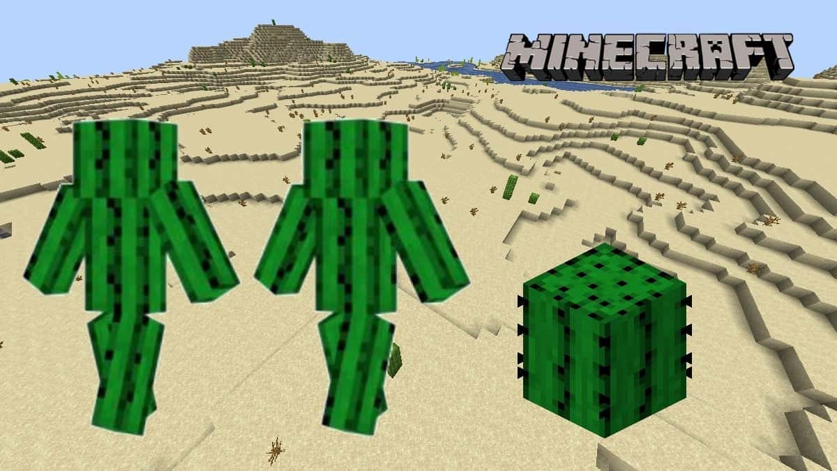 Minecraft cover with a Cactus block and Cactus characters