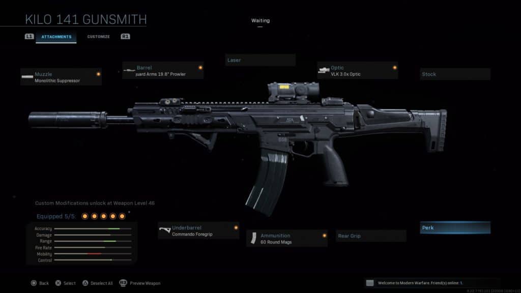 Warzone Kilo 141 loadout attachments