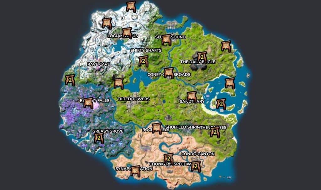 Versus Board locations in Fortnite