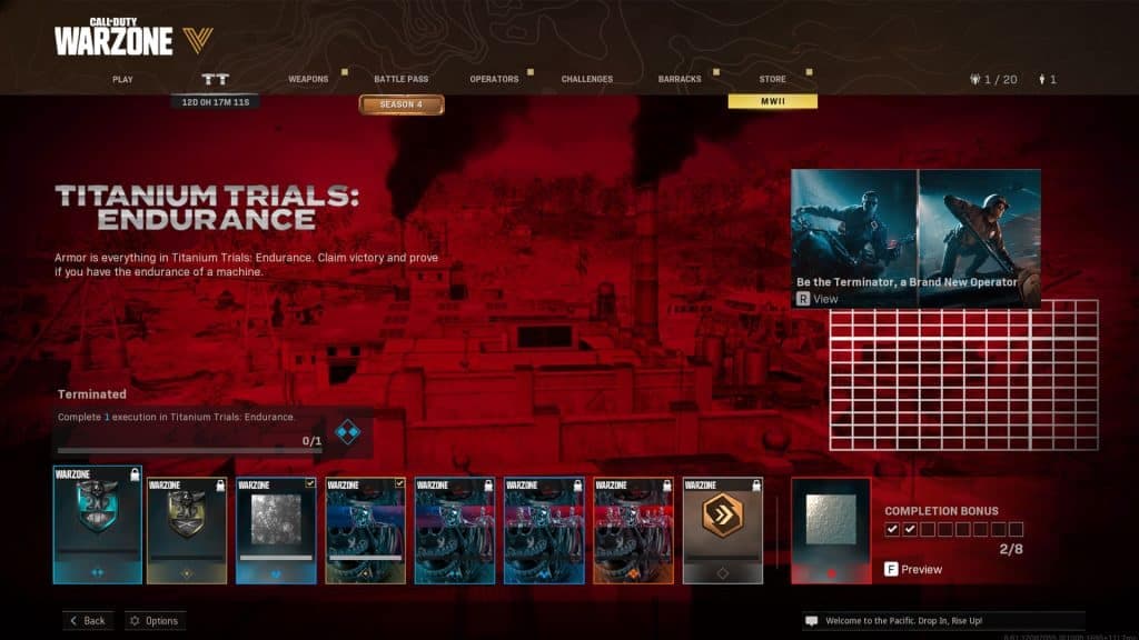 Warzone Titanium Trials Endurance challenge screen