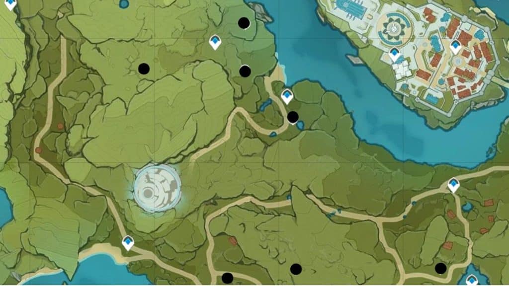 Apple locations in Windwail Highland region of Mondstadt