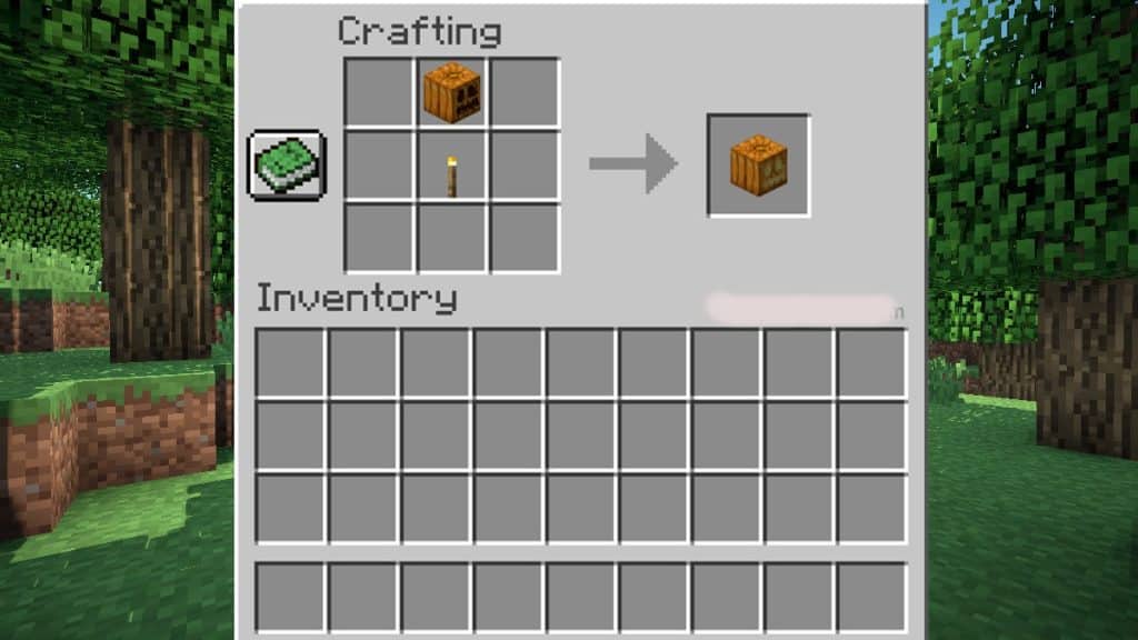 Crafting recipe for Jack o' Lantern in Minecraft