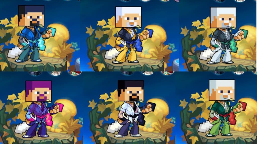 Different version of Minecraft's Steve in Brawlhalla