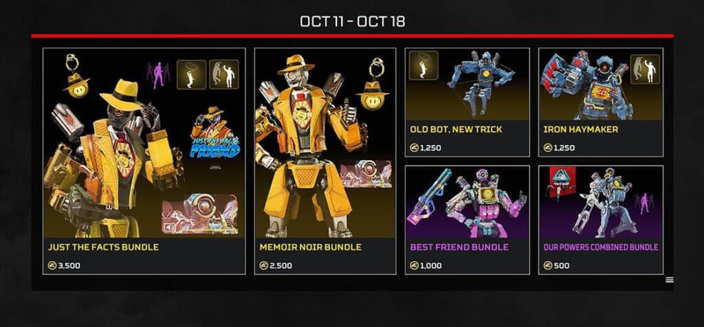 Apex Legends Fight or Fright October  11-18 skins