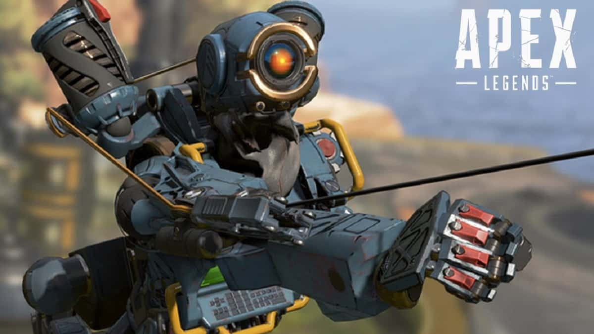 Pathfinder using his zipline in Apex Legends