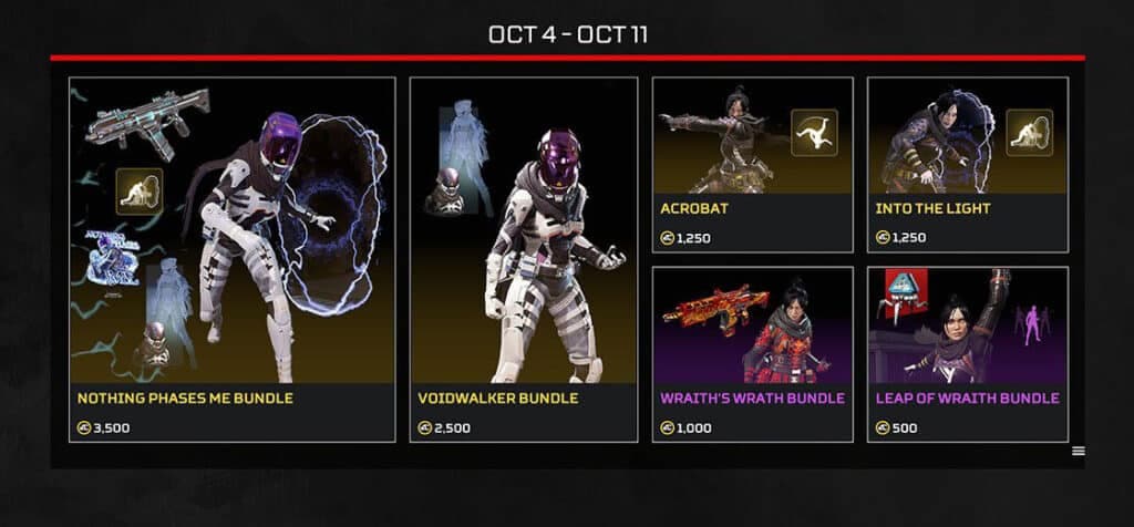 Apex Legends Fight or Fright October 4-11 skins