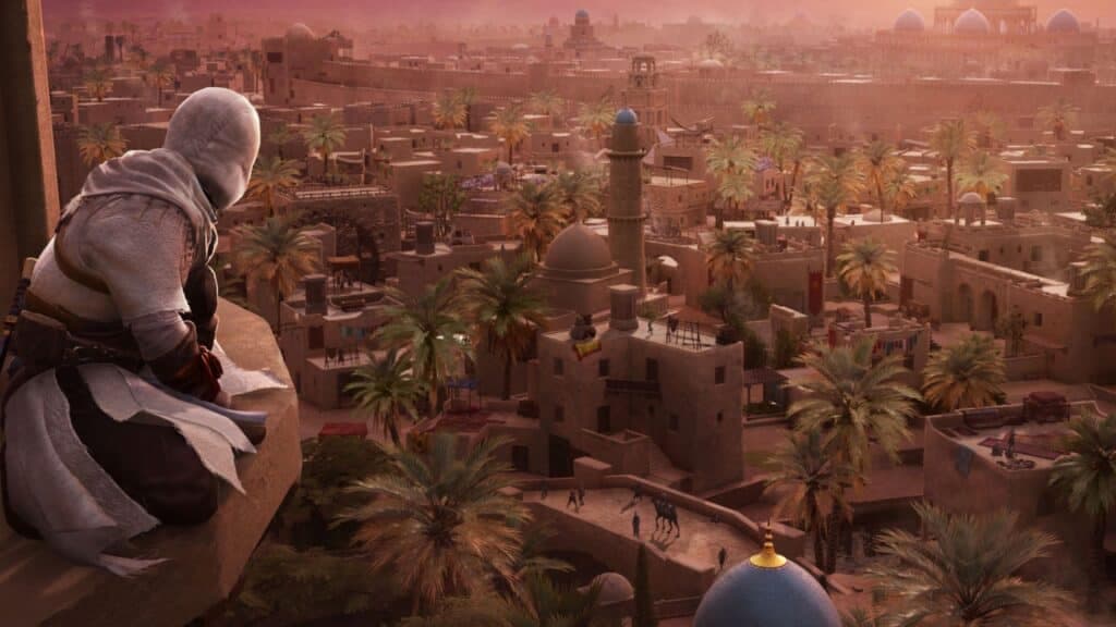 basim overlooking baghdad in assassin's creed mirage