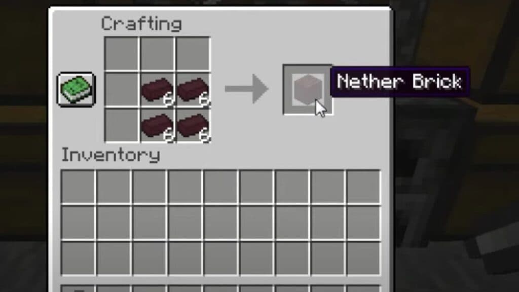 Crafting recipe to make Nether Bricks in Minecraft