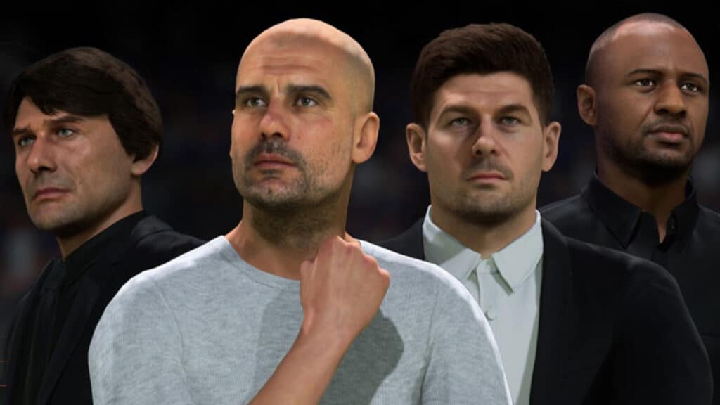 conte, guardiola, gerrard and viera in FIFA 23