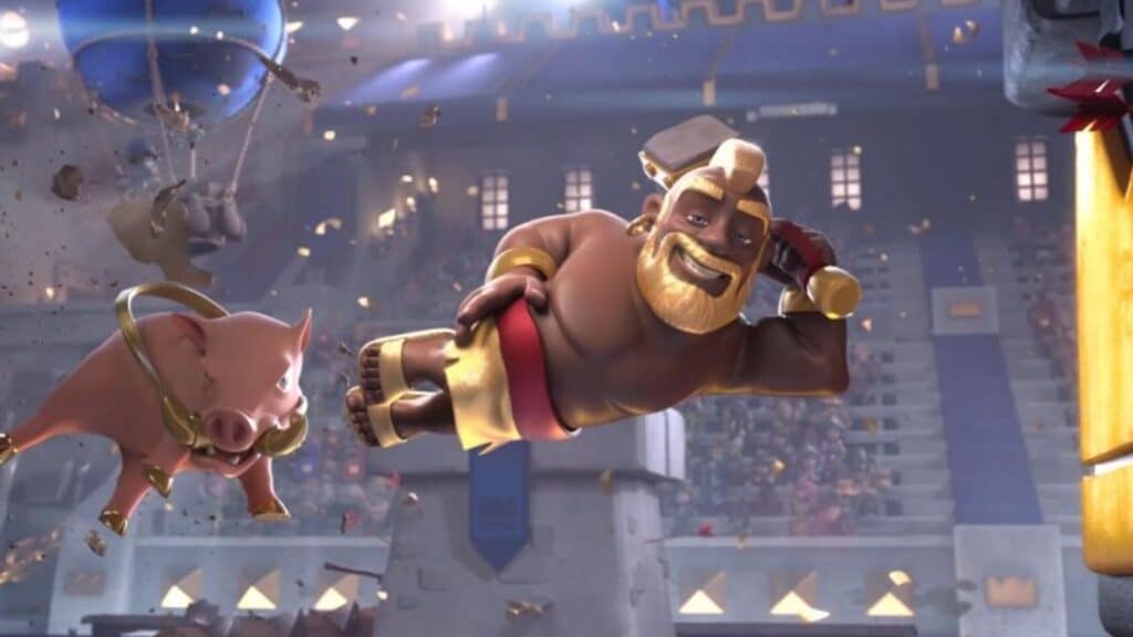 Clash Royale character posing mid-air