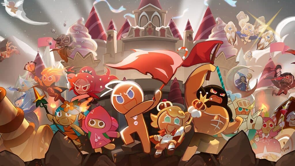 Cookie Run Kingdom promo featuring many Cookies