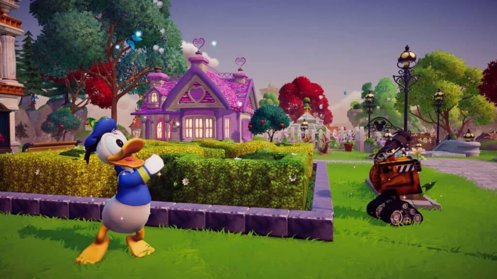 donald duck and wall-e cutscene in disney dreamlight valley