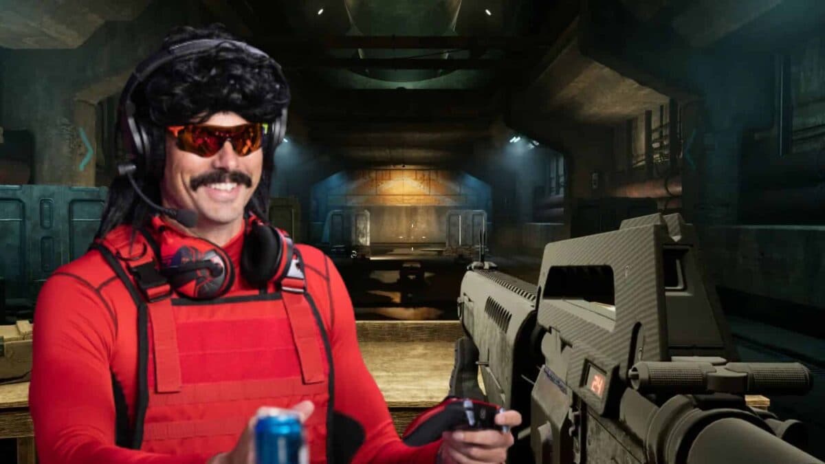 dr disrespect smiling and deadrop firing range