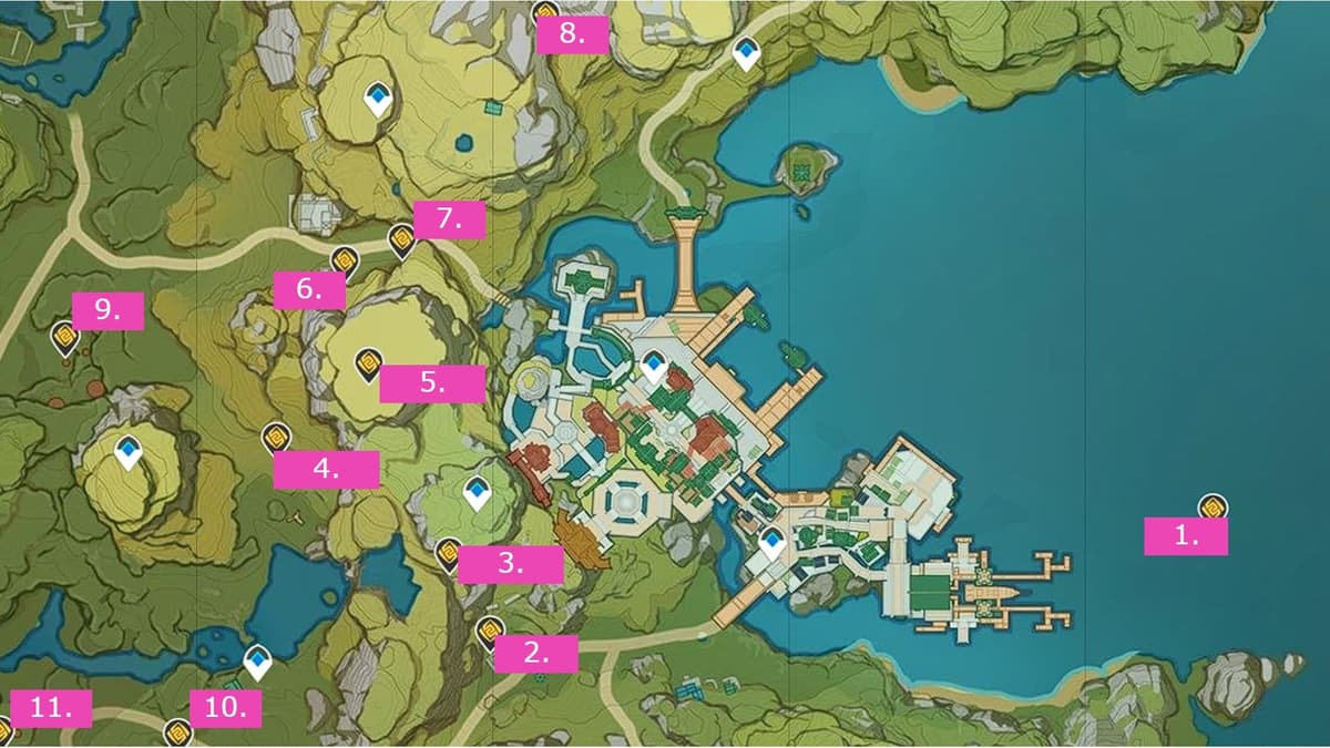 Geoculus locations in Liyue Harbor