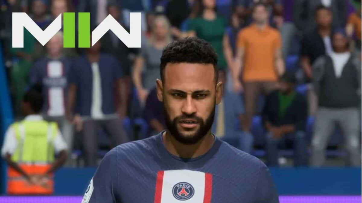 neymar jr in fifa 23 with mw2 logo