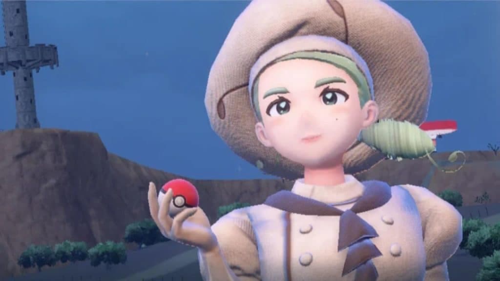 katy holding poke ball in pokemon scarlet and violet