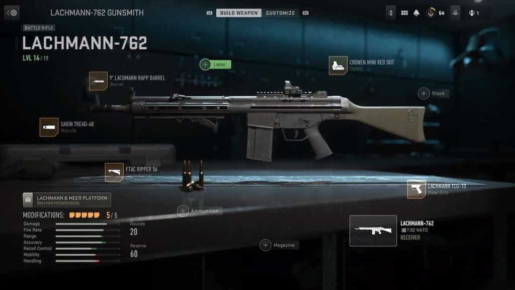 Modern Warfare 2 Lachmann 762 loadout attachments