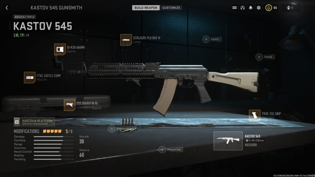 Kastov 545 loadout attachments in Modern Warfare 2