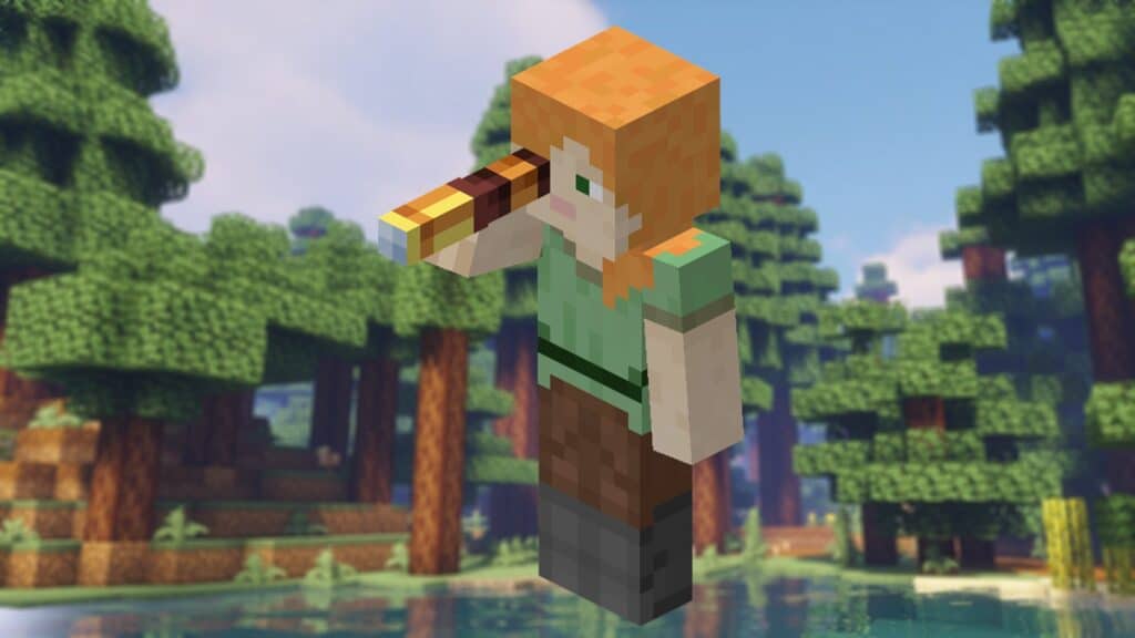 Minecraft character holding a spyglass