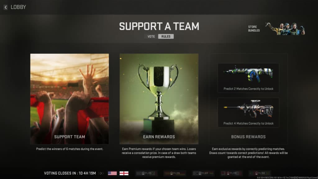 Modern Warfare 2 Support A Team event rules