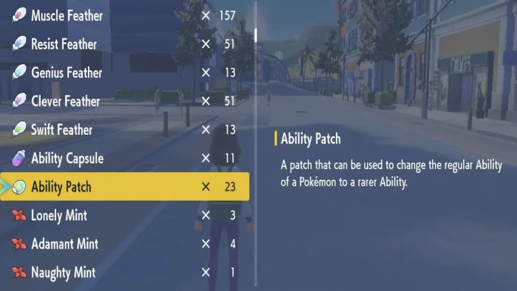 Ability Patch item menu Pokemon Scarlet Violet