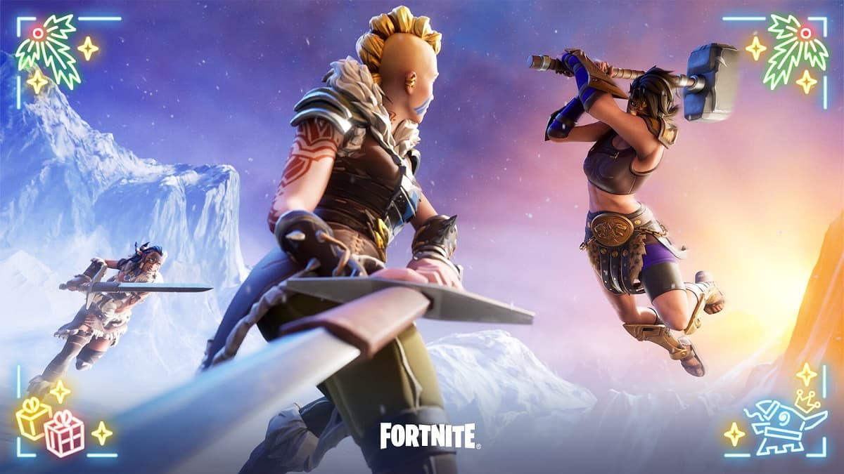 Fortnite Winterfest 2022 characters battling