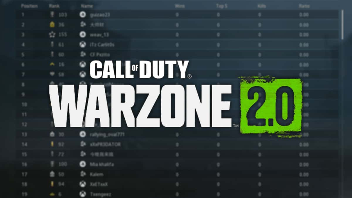 leaderboard in warzone 2