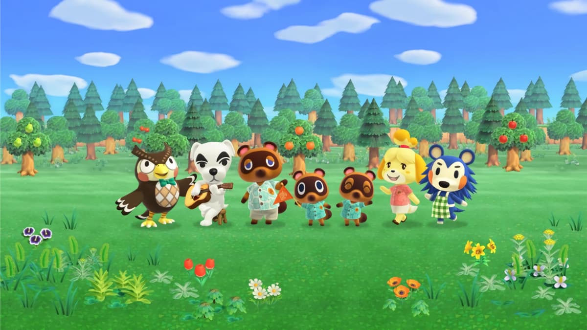 Animal Crossing Villagers standing in a field