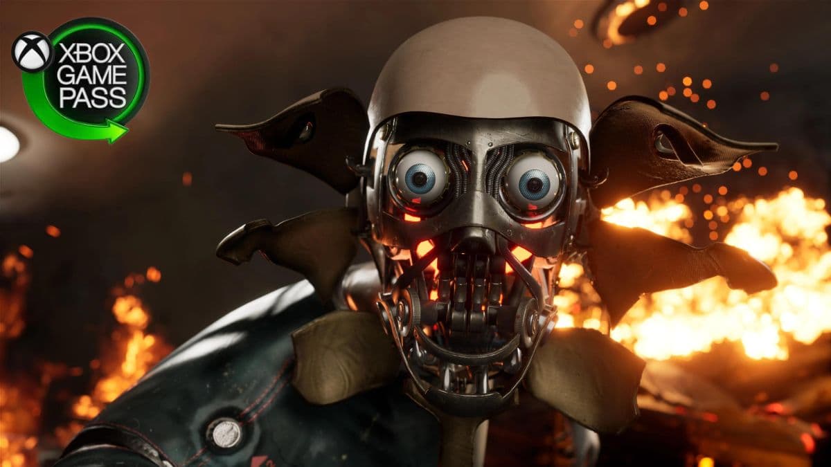 Atomic Heart robot with Game Pass logo