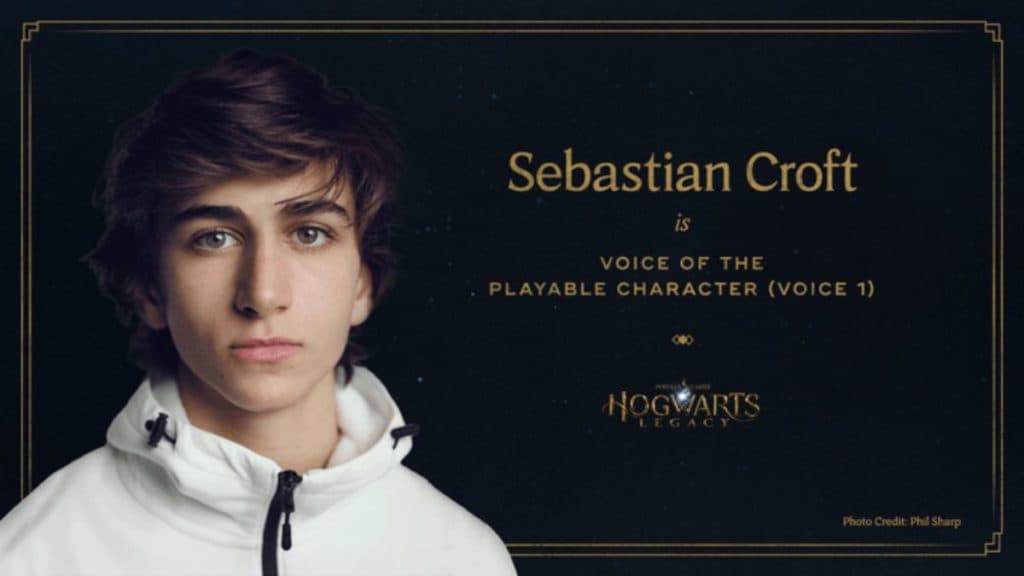 Sebastian Croft with Hogwarts Legacy character