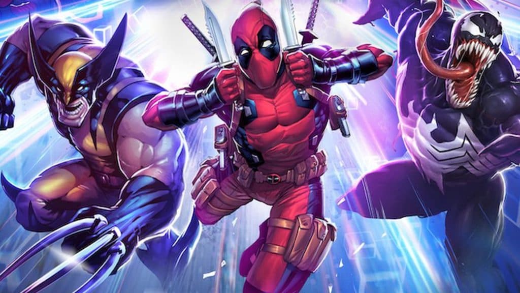 Deadpool, Wolverine, and Venom in Marvel Snap art work